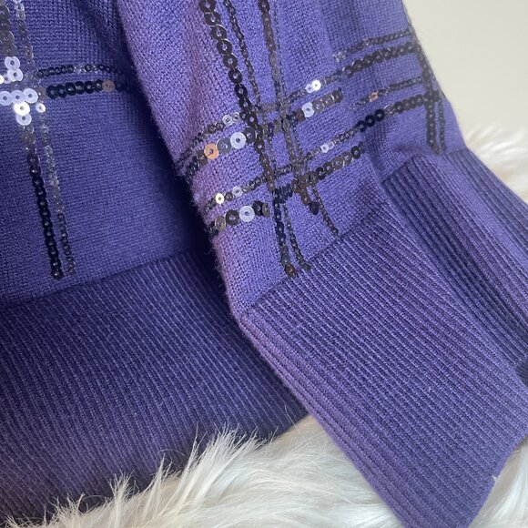 Chico's -Beautiful, Elegant, Chic Purple Sequined Embellished Sweater - Picture 12 of 14